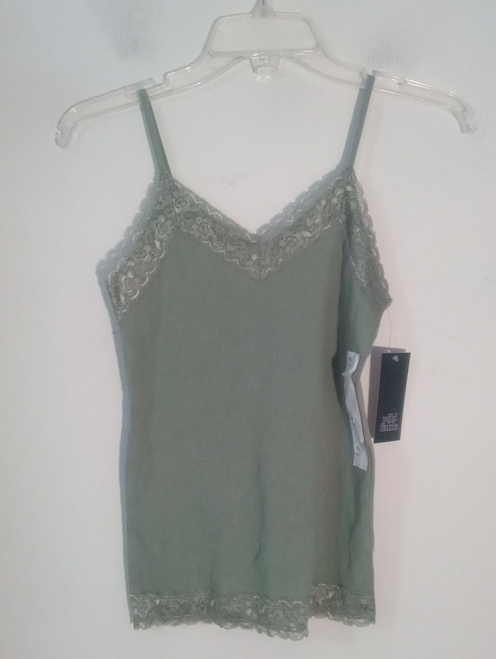 * Wild Fable Lace Trim Olive Green Camisole Tank Top XS NWT